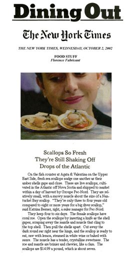 Press clipping: Scallops So Fresh... — The New York Times