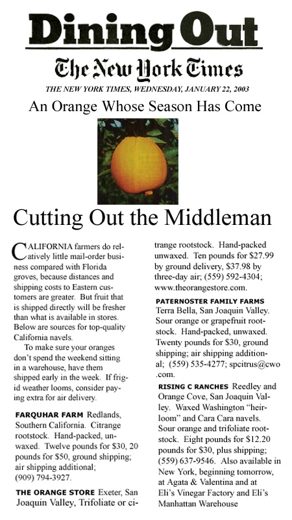 Press clipping: An Orange Whose Season Has Come — The New York Times