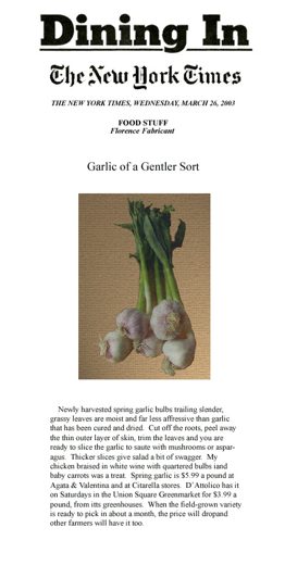 Press clipping: Garlic of a Gentler Sort — New York Times